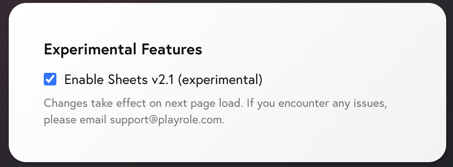 Experimental Feature Toggle